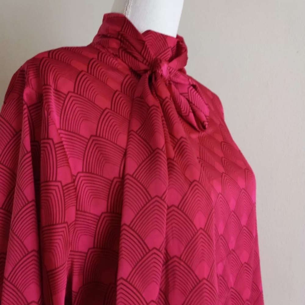 Worthington Size PXXL Bow Tie Blouse Red Color Long Sleeve New With Tag $25 - Picture 5 of 12